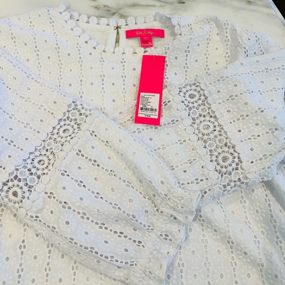 LILLY PULITZER’S JOURDANA TOP- RESORT WHITE STARBURST EYELET-Sz 12 •NWT• - Picture 4 of 4